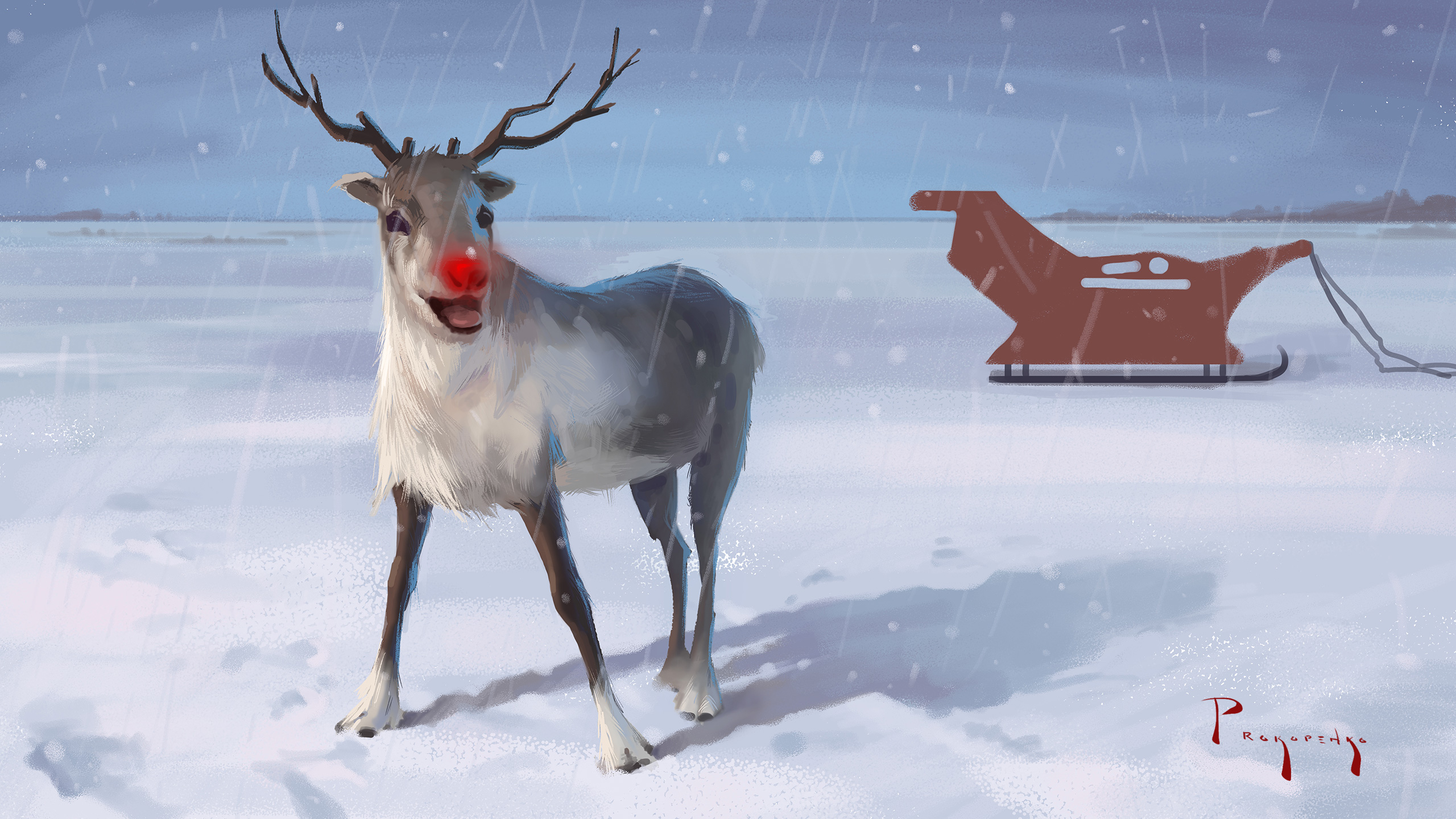 How To Digital Paint Rudolph The Red Nosed Reindeer Proko