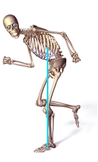 Center of gravity is directly over the supporting foot