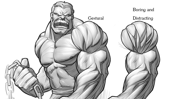 hulk deltoids gestural and distracting