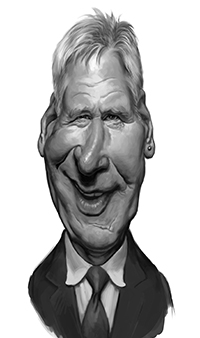 harrison ford caricature painting