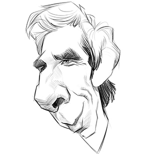 Line work for sketch of Ben Stiller in the style of Anthony Geoffroy
