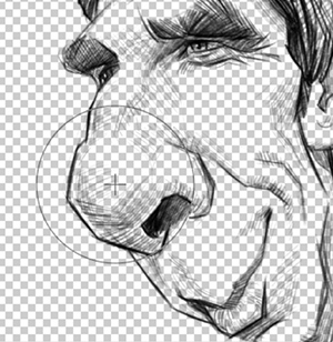 Using the photoshop liquify tool to distort Ben Stiller sketch