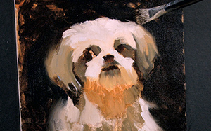 painting the edges on the dog